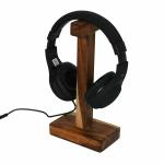 Tejas Craft Woodee Handpainted Handcrafted Brown Wood Headphone Stand - 13 x 8 x 25 cm