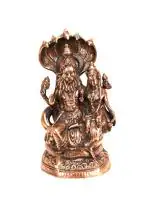 Deccani Handicrafts Lord Lakshmi Narasimha seated on Sheshnag Throne Metal Idol- Copper Coated- Big Size (63cm H x 34cm W x 28cm D)