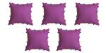 Lushomes cushion cover 14x14, boho cushion covers, sofa pillow cover, cushion covers with tassels, cushion cover with pom pom (14x14 Inches, set of 5, Lilac )