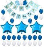 Theme My Party Blue Latex, Foil Birthday Decoration Kit (Set of 1)