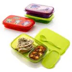 kathiyawadi Plastic Lunch Box for Kids, School, Office,Travelling Purposed Flat BPA-Free, Divine Launch Box Air Tight Set