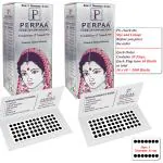 PERPAA Kumkum Black Round Bindi Book for Ladies Forehead Pack of 2-15 Flaps Each Box (Stick On) (05, Diameter 6mm)
