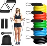 ShopiMoz Resistance Band Set - 200 Lbs Resistance Bands for Workout | (11pcs) Heavy Resistance Tube | 100% Natural Latex Exercise Bands for Men and Women