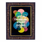 Hawai Motivational Quote Stop Thinking Start Doing Photo with Synthetic Wood Frame for Home, Office, Café and Restaurant Décor | Size- 36x26x2cm | SFDI00616_BLK