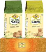 Dhampur Green Cookies Gifting Combo Pack| Gur Oats Cookies & Gur Pista Nan Khatai, 400g (200g x 2)