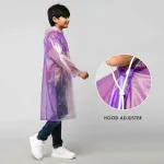 THE CLOWNFISH Misty Magic Series Unisex Kids Waterproof Single Layer PVC Longcoat/Raincoat with Adjustable Hood.
