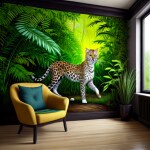 Love Creation A4 Size poster print for creative wall art- naturecore-leopard-wall-art-whimsical-jungle-inspired-print-6272( Sticker)
