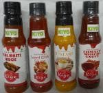 Kiyo Combo Pack of 4 - Mustard Sauce 210 gms + Sweet Chilly Sauce 210 gms + Red Chilly Garlic Sauce - 210 gms + Tomato mirchi sauce 210 gms | (210 gms x 4)