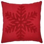 WEAVE INDIA Home Decorative Chirstmas Design One Snowflake Cushion Cover 24x24 Inches -Set of 1-Red