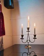 blissful decor 3 Arm Pure Brass Tabletop Candle Holder | Decorative Candle Stand (Pack of 1)