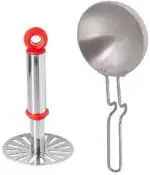 Urban Buy Multicolor Steel Potato Masher With Tadka Pan Kitchen Tool Set 2 Pc