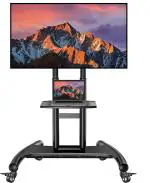 Gadget Wagon Portable Stand Led Tv Cart Trolley With Wheels For 43 , 49, 55 , 75 , 65, 60 70 Inch Portable Stand Led Tv Cart Trolley With Wheels (Black)