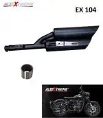 AllExtreme EX104 Double Barrel Harley Sound Exhaust Silencer with Glasswool and Bush Compatible for BS3 and BS4 Model Royal Enfield Bullet 350cc and 500cc (Black)