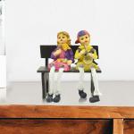 pujaNpujari Love Couple Showpiece Gift Sitting on Bench for Husband and Wife, Valentine Gift and Home Decor