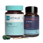 HealthKart HK Vitals Biotin, 60 Tablets and DHT Blocker with Biotin, Supplement for Hair Growth, Strong Hair and Glowing Skin, 60 Tablets (Combo Pack)