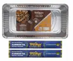 Freshee 3pcs Disposable Aluminium Foil Baking Tray Full Deep, without Lid Foil Contaners With Pack of 2 x 11gm Each 14 Micron Thick Aluminium Silver Foil Roll for Food Storge, Wrapping, Parcel,Packing, Baking