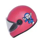 Western Era Cartoon Character Sticker Full Face Helmet for Kids (3-12 Yrs, Pink Matte)