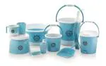 Liza Plastic Jumbo Bucket, Tub & Mug Bathroom Set 11 pcs, Heavy Duty, Large Capacity (Blue)