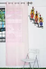 Parda Online Pink Cotton Linen Solid Eyelet Animals Window Curtain 9ft, (Pack of 1)