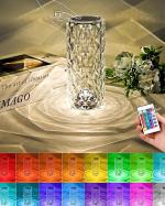 Homesake Crystal Lamp,16 Color Changing Rose Crystal Diamond Table Lamp,USB Touch Bedside Lamp Night Light with Remote Control, for Bedroom Living Room Party Dinner Decor, Cylinder