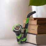 Kookee Silicone Unbreakable Saxophone Smoking Pipe, Tobacco Pipes with Steel Bowl, Black and Green