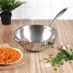 Vinod Platinum Triply Stainless Steel Wok - 26 cm, 3 Ltrs (Induction Friendly)
