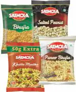 Satmola Namkeen Combo - Paneer Bhujia, Bikaneri Bhujia, Salted Peanut And Khata Metha 4 x 175 g Pack of 4