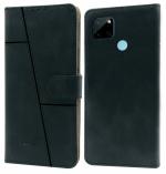 Jkobi Flip Cover Case For Realme C25Y | C21Y ( Stitched Leather with Magnetic Closure | Black)