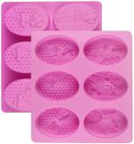 Zollyss 3D Bee Silicone Molds, Honeycomb Mold for Soaps, Beehive Cake Baking Mold, Candle Mold Resin Mold for Homemade Craft (Oval, Random Color)