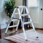 Mivu 4 steps Premium Anodized Dual Aluminium Step Ladder with Both Side Steps for Home & Office Use | Made in India | 5 Years Warranty | Both Side Steps Foldable Aluminium Ladder