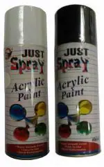 JUST SPRAY White and Black Multipurpose Acrylic Spray Paint 400 ml (pack of 2)