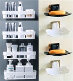 SHOPITECH Wall Mounted Storage Rack Holder Self-Adhesive Wall Shelves Bathroom & Kitchen Shelves