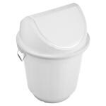 Kuber Industries Swinging Lid Dustbin|Plastic Garbage Waste Bin|Trash Can with Handle for Bathroom|Shop|Office|25 Liter (White)