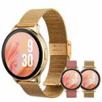 Vibez by Lifelong Smartwatch for Women Metal Strap & HD Display, Bluetooth Calling, Multiple Watch Faces, Health Tracker, Sports Modes & Free Silicone Strap (VBSWW270, Gold)