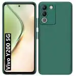 Fashionury Back Cover Case for Vivo Y200 5G | Camera Bump Protection | Matte Soft Silicon Flexible | All Side Shock Proof Rubberised Back Case Cover for Vivo Y200 5G (Green)