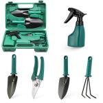 Hasthip Green Stainless Steel, Plastic Gardening Tools Kit With Carrying Case For Garden Home Patio, Steel Set, Durable Equipment, Accessories (Pack Of 10)
