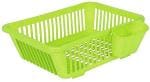DDecora Dish Drainer Kitchen Rack Plastic Popular combo of 3 in 1 Large Sink Set Dish Rack Drainer & Corner sink (GREEN)