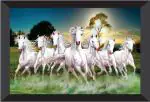 saf Vastu 7 Horses Framed Large Digital Reprint 13.5 inch x 19.5 inch Painting (With Frame)