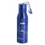 Cello Refresh Stainless Steel Double Walled Water Bottle, Hot and Cold, 500ml, 1pc Flask, Blue
