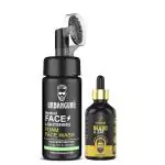 URBANGURU Beard And Hair Growth Oil (30ml) & Face Lightening Haldi(Turmeric) Foam Face Wash 100Ml Sulphate & Paraben Free