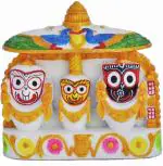 Real Craft White Marble Lord Jagannath Balaram Subhadra Idol For Car Dashboard