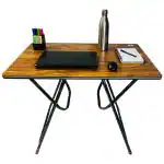 ANJWAR Multi Purpose Folding Table with Iron Legs, Computer Table, Dining Table ( Wooden Color)