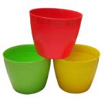 KUNAL PLASTIC Kunal Plastic Gamla/Planter/Pot with Bottom Plate/Tray, 8 inch (Pack of 3)
