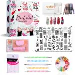 Royalkart Nail Art Kit for women 5 Nail Stamping Plate With Nail Stamper scraper Finger Tip Guide Gift For Girl