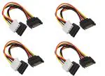 AdzMozi -AdzMozi -15 Pin SATA Male to 4 Pin IDE Molex Female SATA Female Power Cable SATA Power Extension Cord Wire Line for Motherboard HDD - Pack of 4