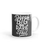 Rish Dream Big And Dare To Fail Printed Black Ceramic Coffee Mug, 350 Ml