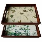 Angira Handicrafts Wooden Serving Tray Eco Friendly (Set of 2)
