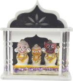 Real Craft Multicolor Ceramic Jagannath Dust Statue Inside Small Temple For Car Dashboard