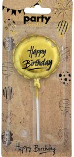 My Party Suppliers Golden Round Birthday Party Cake Candle Topper