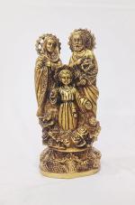 Kraken Trades Hand Carved Pure Bronze Holy Family Statue Mary, Baby Jesus and Joseph - 7.25 inches Tall